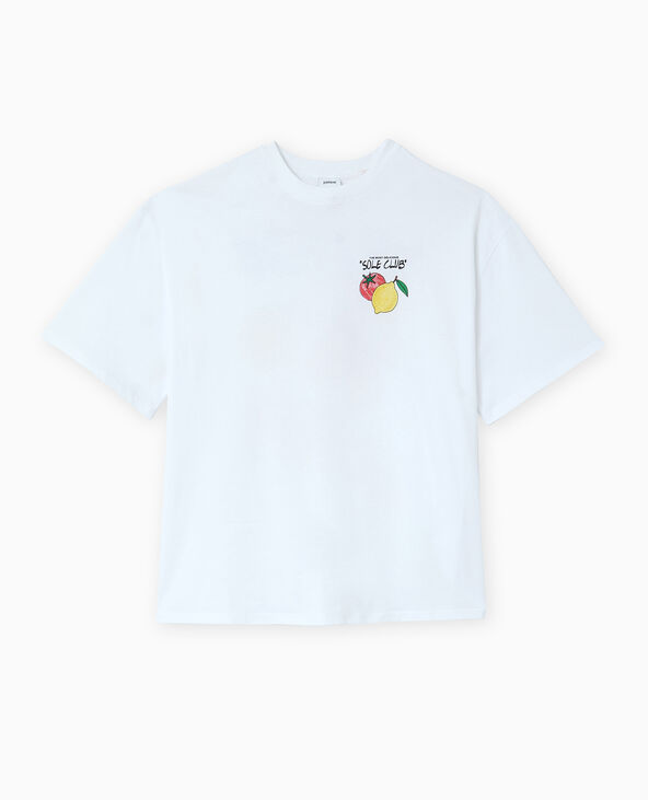 T-shirt oversize avec print poitrine et dos blanc - Pimkie