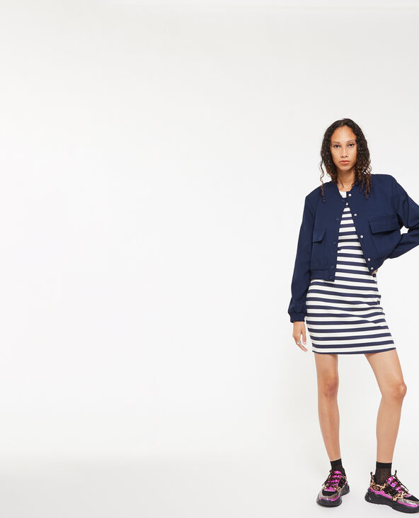 Bombers en toile avec épaulettes bleu marine - Pimkie