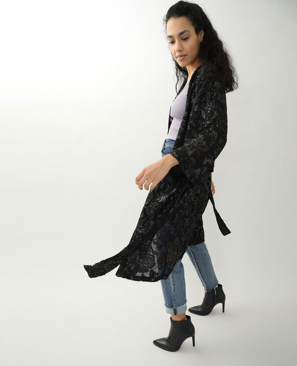 Kimono brodé noir - Pimkie