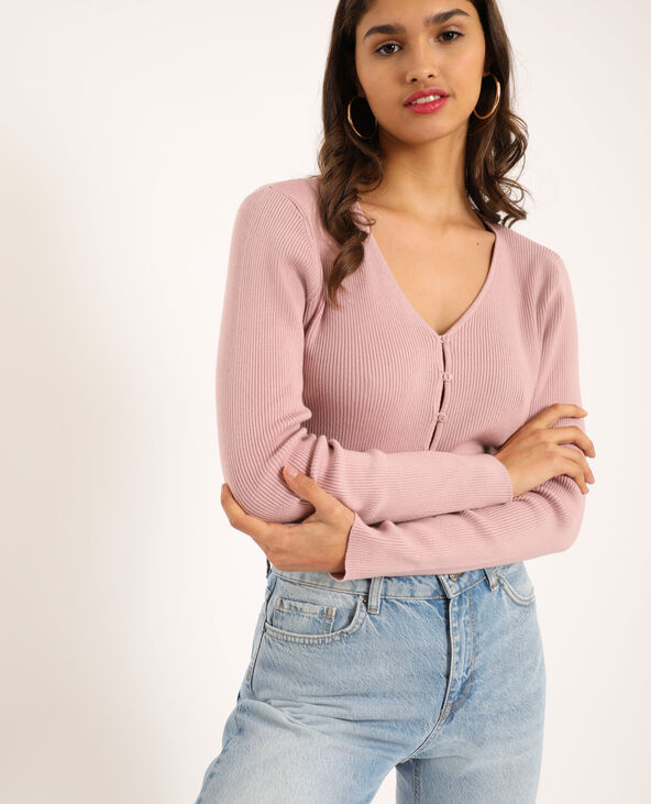 Gilet côtelé rose clair - Pimkie