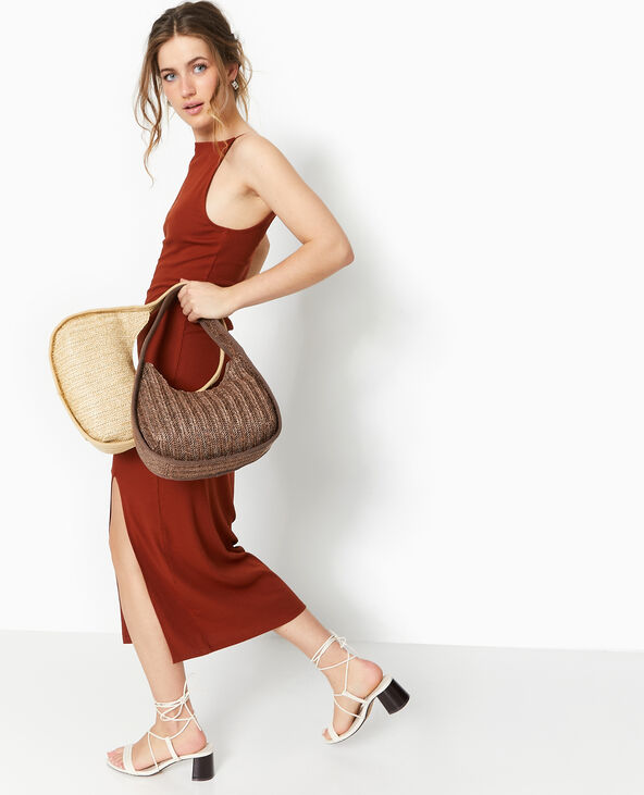 Sac demi-lune en raphia marron - Pimkie