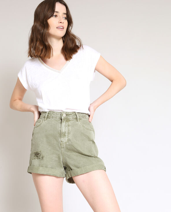 T-shirt en lin blanc - Pimkie
