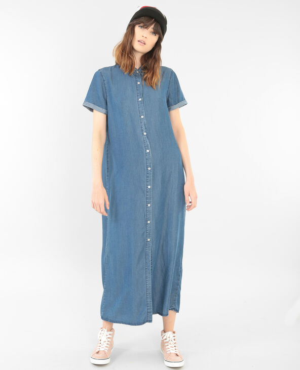 Robe chemise longue bleu foncé - Pimkie