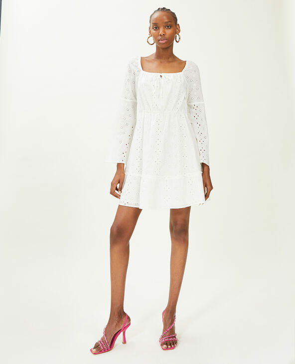 Robe courte broderie anglaise blanc - Pimkie