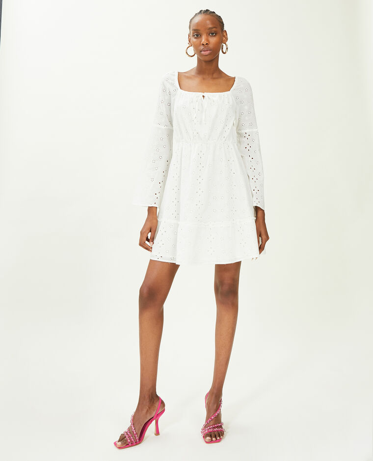 Robe courte broderie anglaise blanc - Pimkie