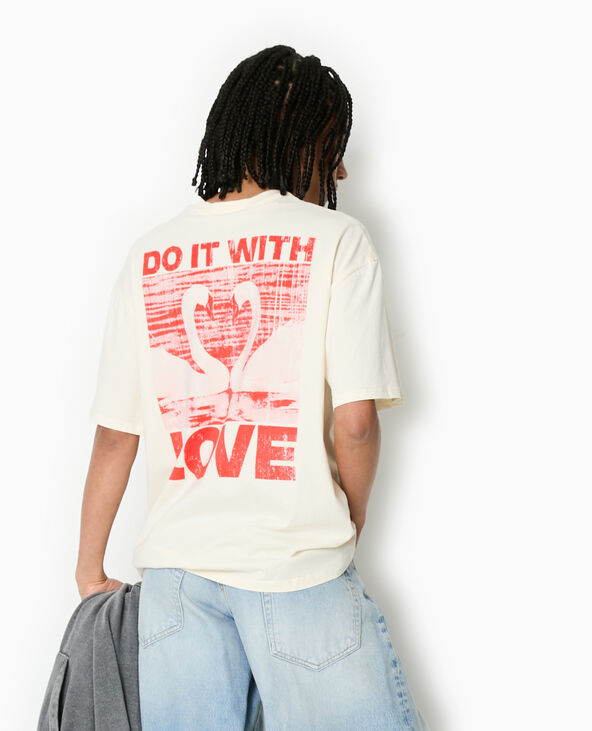 T-shirt oversize avec print poitrine et dos blanc - Pimkie