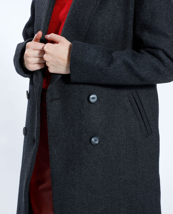 Manteau long avec 50% de laine gris foncé - Pimkie