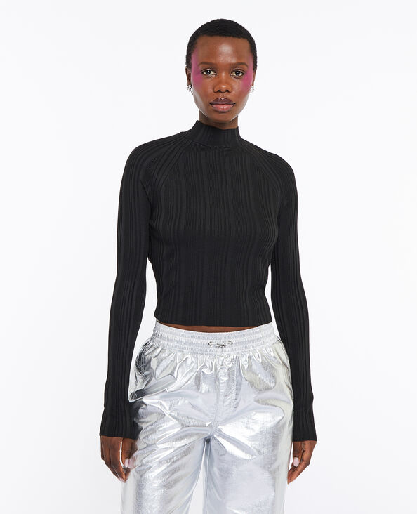 Pull court avec cut out et pan torsadé au dos noir - Pimkie