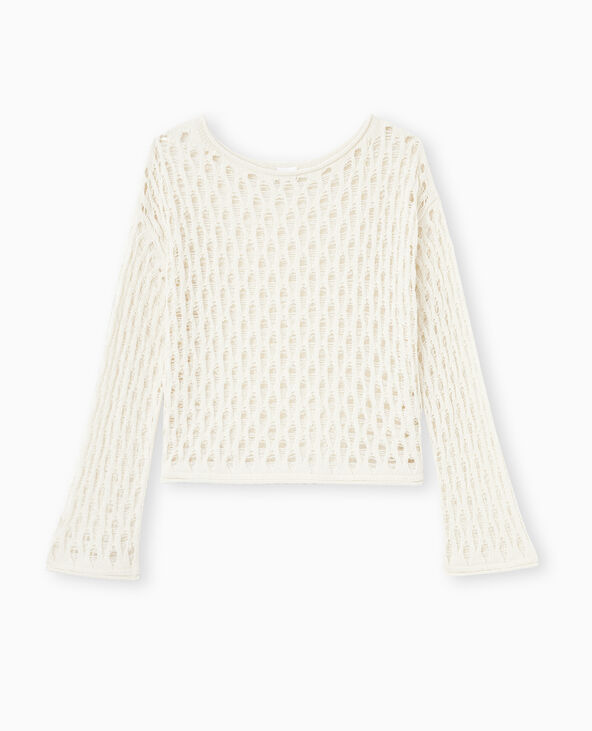 Pull en maille ajourée manches flare écru - Pimkie