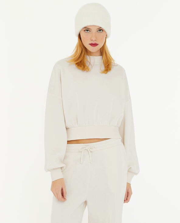 Sweat court avec col montant blanc - Pimkie