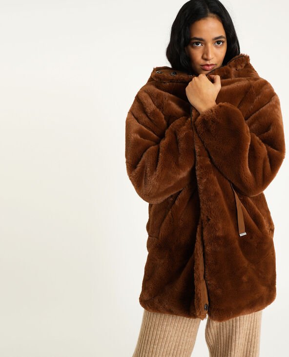 Manteau fausse fourrure marron - Pimkie