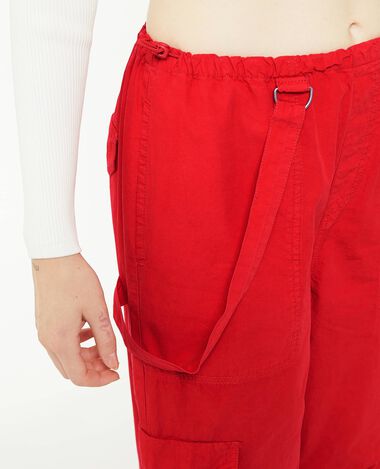 Pantalon parachute ceinture élastiquée rouge - Pimkie