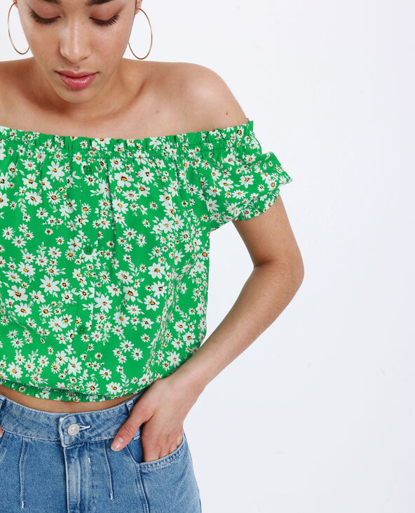 Blouse à imprimé fleuri vert - Pimkie