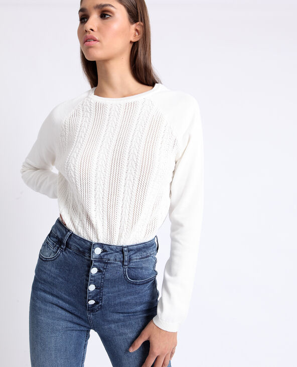 Pull à torsades blanc - Pimkie