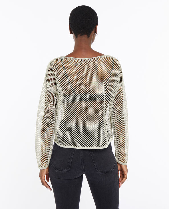 Pull ajouré en maille filet argentée argenté - Pimkie