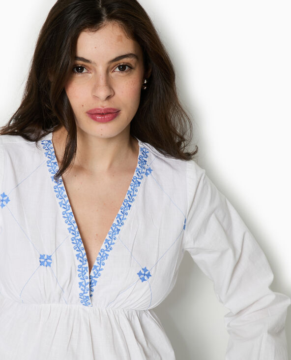 Blouse brodée manches longues blanc - Pimkie