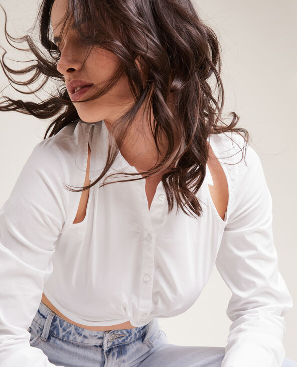 Chemise courte avec découpes blanc - Pimkie