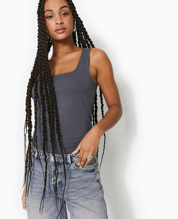 Débardeur stretch encolure carrée gris foncé - Pimkie