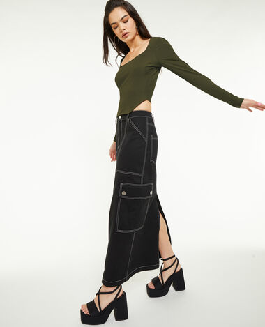 Top encolure carrée effet corset vert kaki - Pimkie