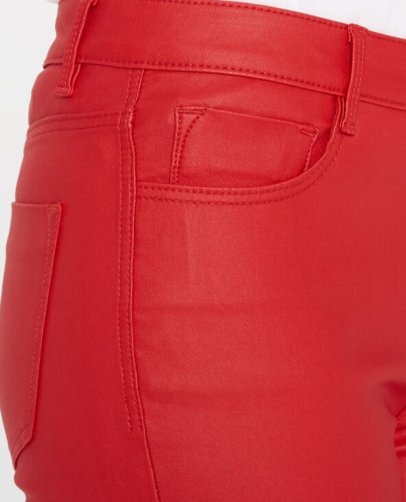 Jean enduit rouge femme top