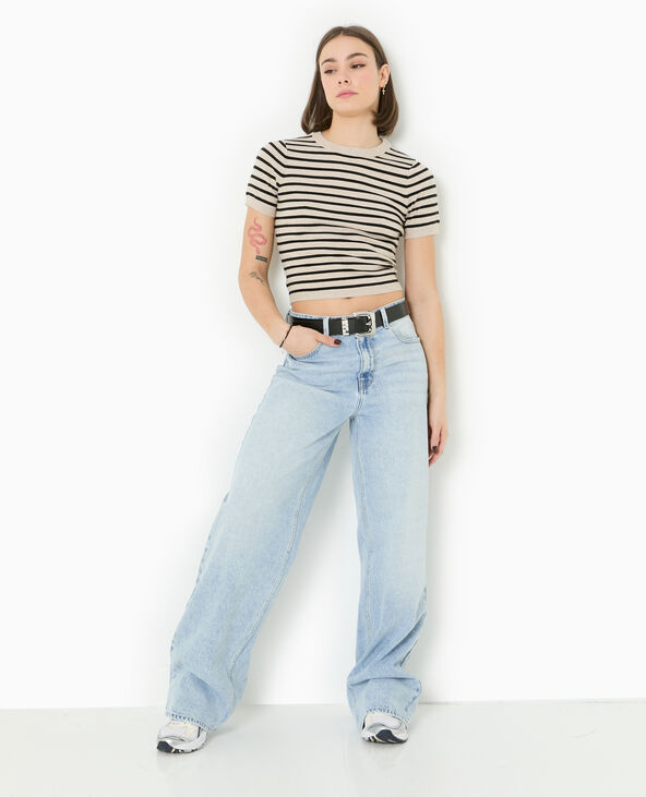 Pull manches courtes en maille fine écru - Pimkie
