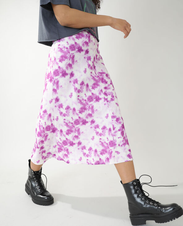 Jupe longe en satin tie and dye écru - Pimkie