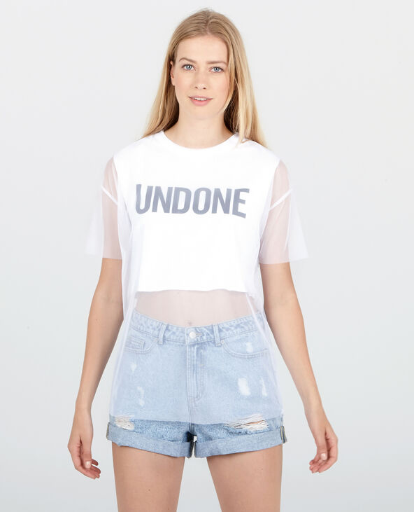 Cropped top 2 en 1 en tulle blanc - Pimkie