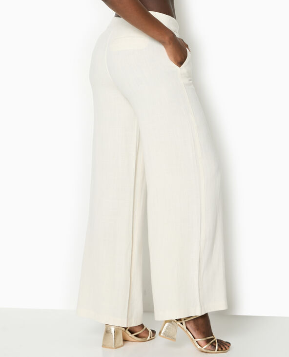 Pantalon droit avec lin blanc - Pimkie