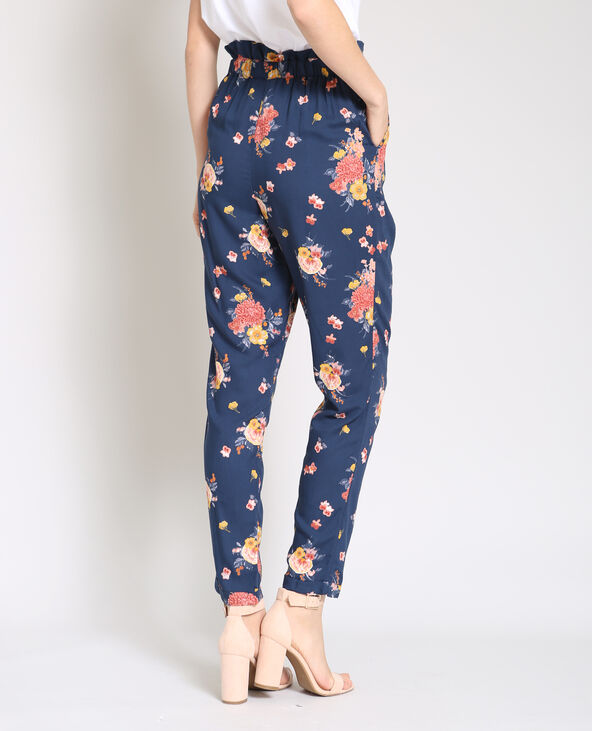 Pantalon fluide imprimé bleu marine - Pimkie