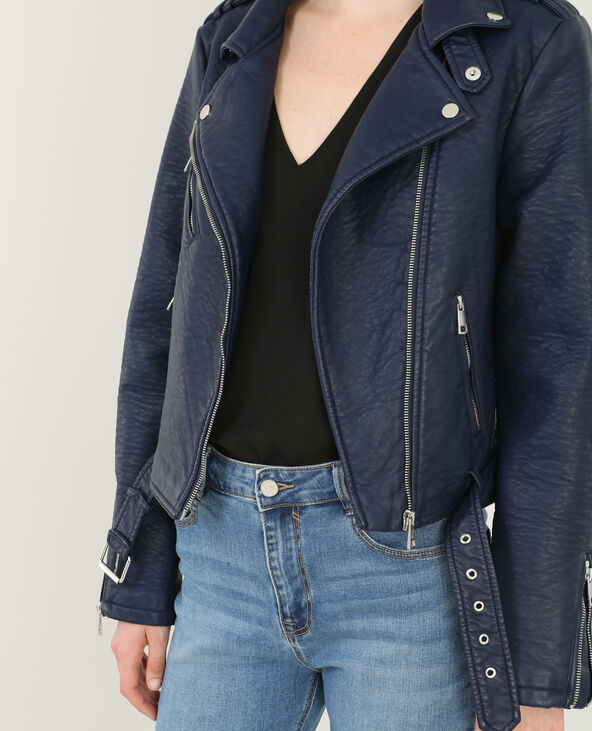 Veste biker bleu marine - Pimkie