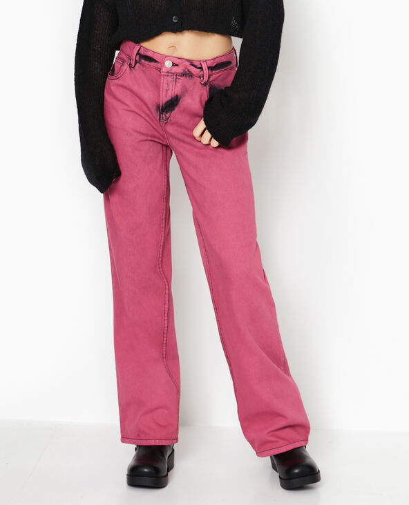 Jean droit taille basse effet acid rose - Pimkie