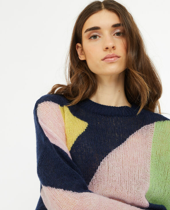 Pull en maille légère colorblock bleu - Pimkie