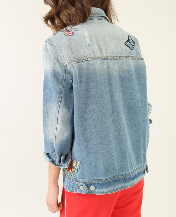 Veste denim à patchs bleu - Pimkie