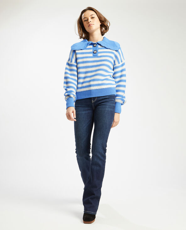 Pull rayé col claudine bleu - Pimkie
