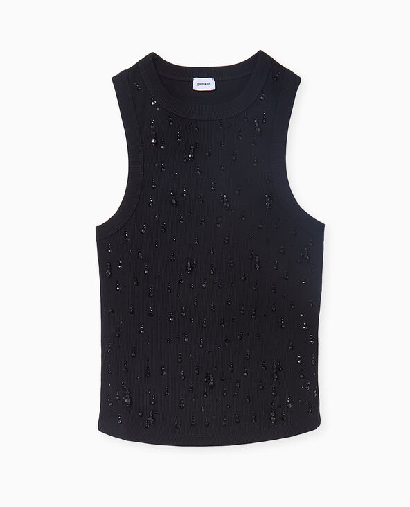 Débardeur dos nageur avec strass et perles devant noir - Pimkie