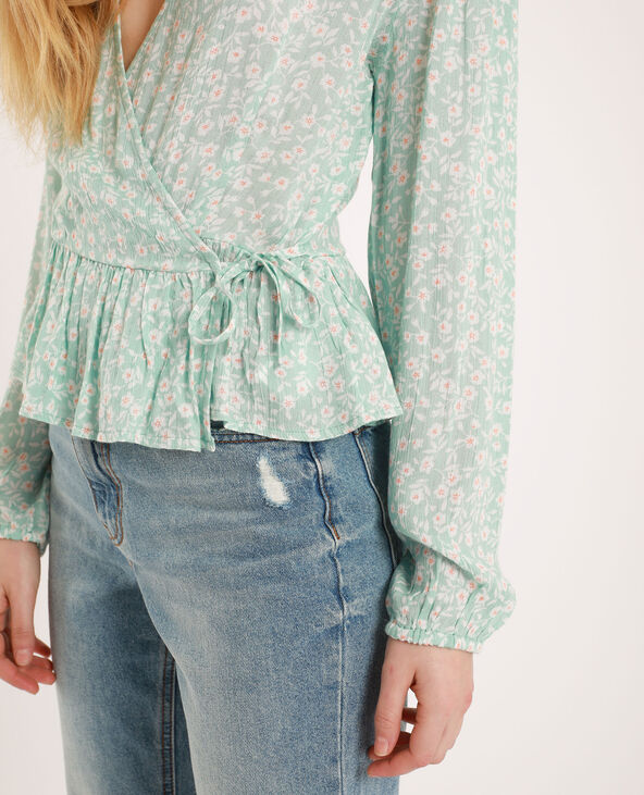 Blouse à fleurs bleu turquoise - Pimkie