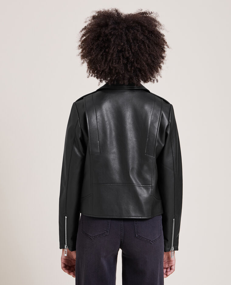 Blouson biker en simili cuir noir - Pimkie