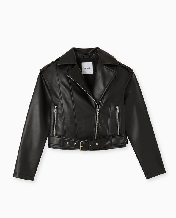 Veste biker courte en simili noir - Pimkie