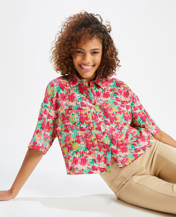 Chemisier court motif fleuri