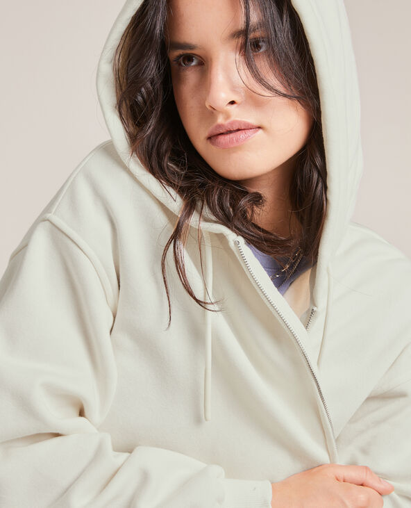 Sweat zippé avec capuche blanc - Pimkie