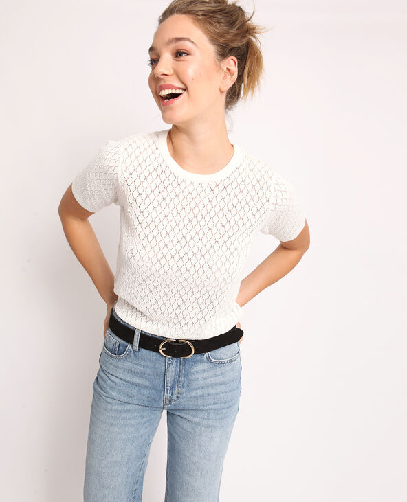 T-shirt ajouré blanc - Pimkie