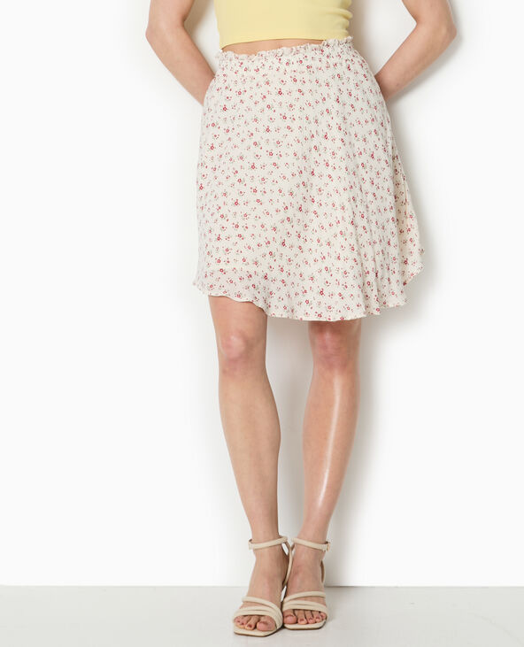 Jupe patineuse avec petites fleurs blanc - Pimkie