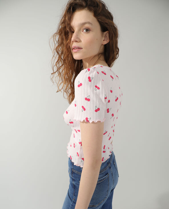 T-shirt motifs cerises rose clair - Pimkie