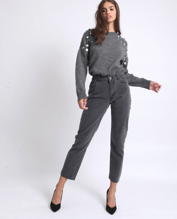 Pull à bijoux gris chiné - Pimkie