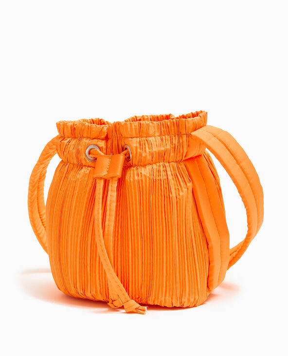 Mini sac seau en tissu plissé orange - Pimkie