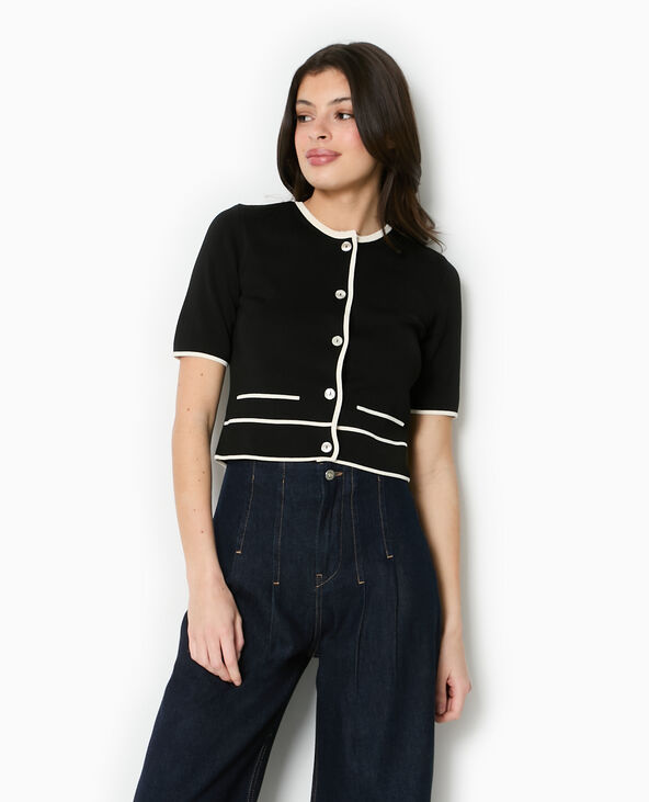 Gilet manches courtes détails contrastés noir - Pimkie