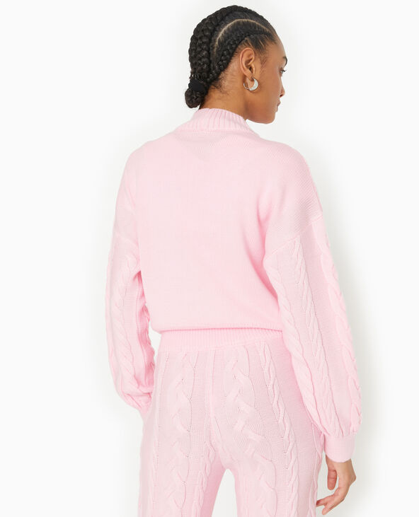 Pull en maille torsadée devant rose clair - Pimkie
