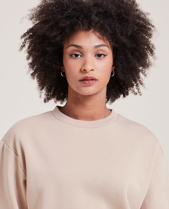 Sweat court col rond beige - Pimkie