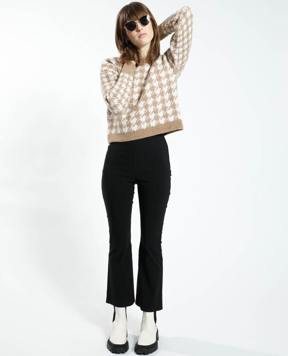 Pull à motifs pied-de-poule taupe - Pimkie