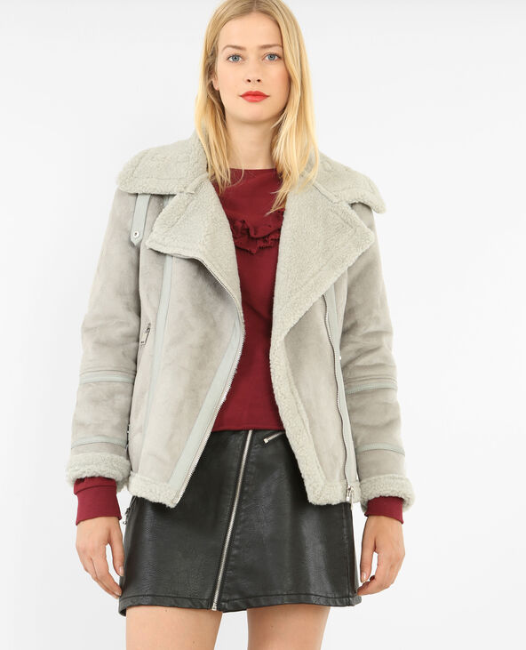 Blouson simili peau retournée gris clair - Pimkie